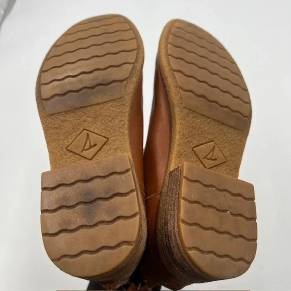 Sperry Top-Sider Womens Tan Leather Back Zip Ankle Boots STS82011‎ Size 7/6.5